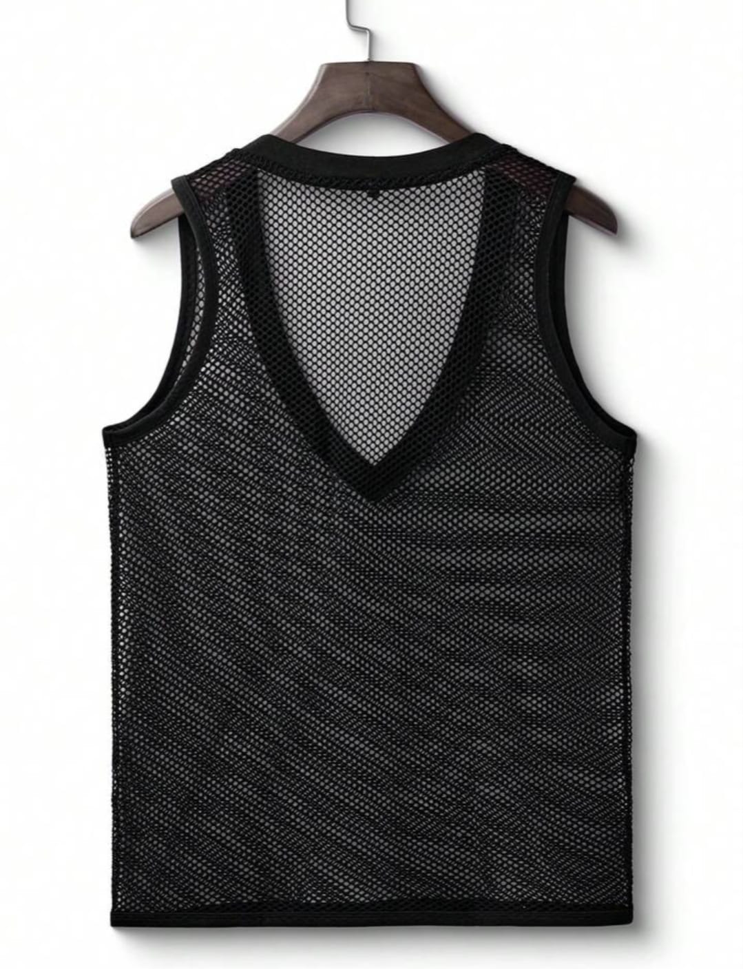 Midnight Mesh V-Neck Tank